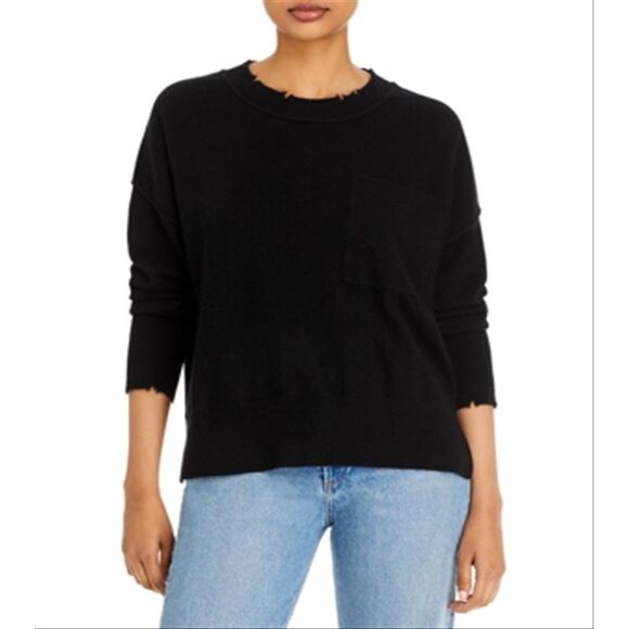 Aqua Distressed Cashmere Sweater Black Size XS - Picture 4 of 4